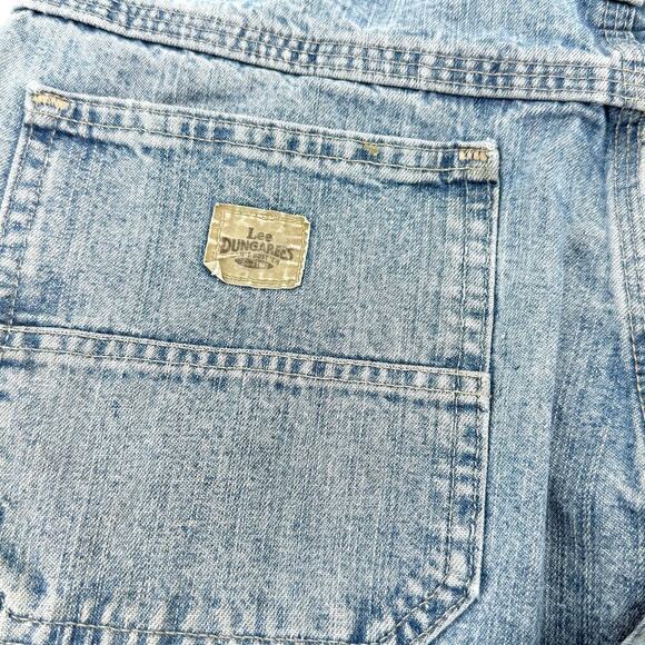 VTG Lee Dungarees Thrashed Distressed Carpenter Jeans Mens Size 32x30 Light Wash - Picture 7 of 12